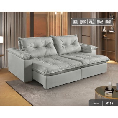 SOFA MARTINS M164 RET/RECL VELUDO CAPUCCINO POCK COD 684.001